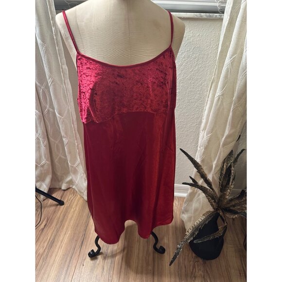 Y2k Delicate Treasures Baby Doll XL Chemise  Nightie Satin Slip Dress Velvet - Picture 1 of 11